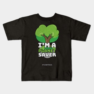 Nice Vintage Planet Saver #teamtrees Kids T-Shirt